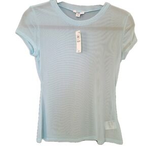 Bar III Women's Medium Blue Sheer Shirt Colorful Beach Festival Preppy New